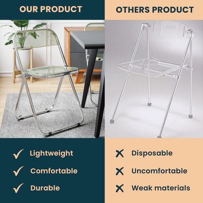 Lawrence Acrylic Folding Chair With Metal Frame, Set of 2