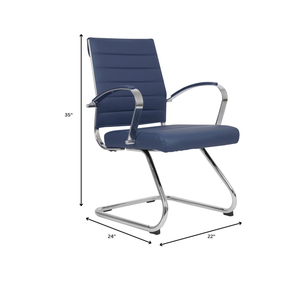 Benmar Home Leather Guest Office Chair in Navy Blue