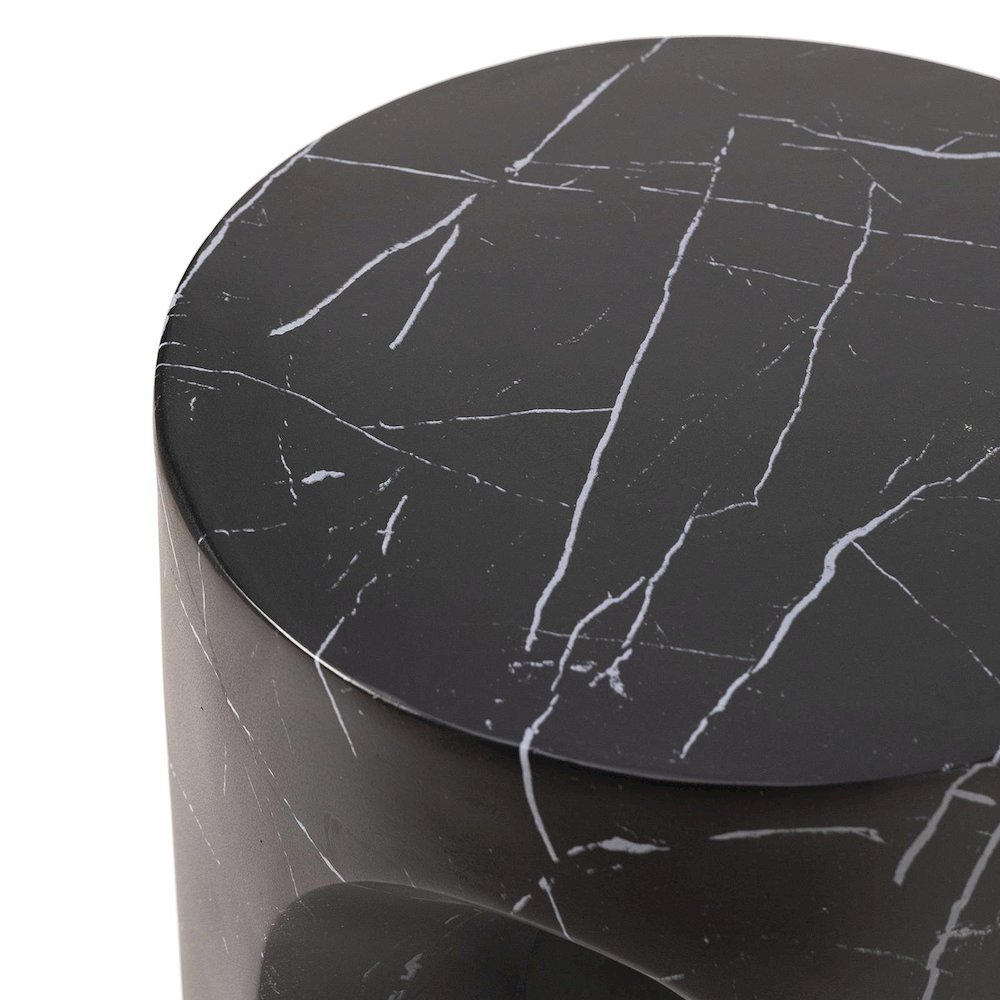 Crus Collection Fiberglass Outdoor Side Table Marbleized Black