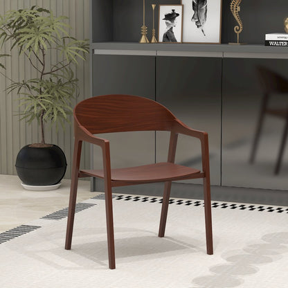 Rivo Collection Elegant Dining Chair in Dark Natural Wood - Set of 2