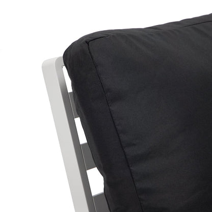 Walbrooke Outdoor Patio White Aluminum Armchairs With Cushions Set in Charcoal