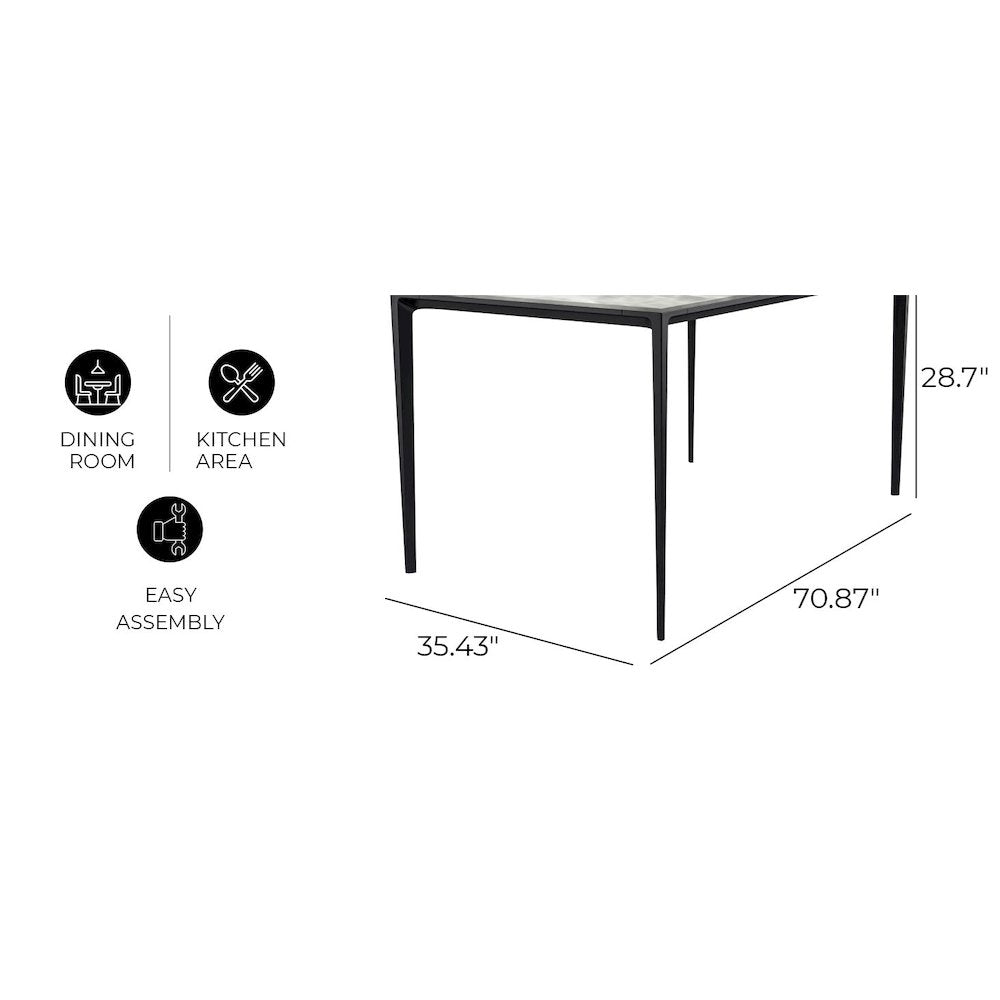 Avo Series Modern Dining Table Black Base, With 55 Light Grey Sintered Stone Top