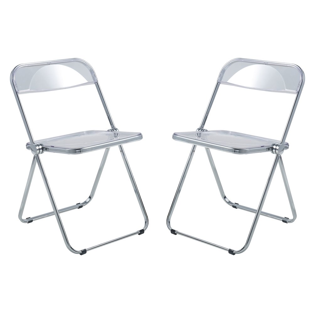 Lawrence Acrylic Folding Chair With Metal Frame, Set of 2