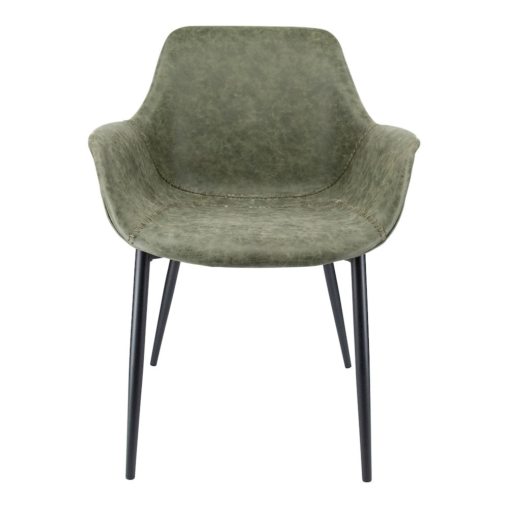 Markley Modern Leather Dining Arm Chair With Metal Legs