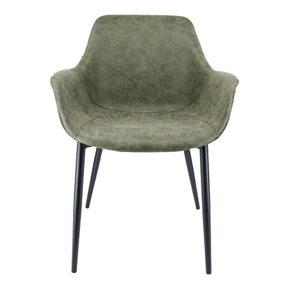 Markley Modern Leather Dining Arm Chair With Metal Legs