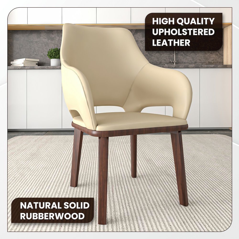 Vivara Collection Modern Dining Chair in Off White