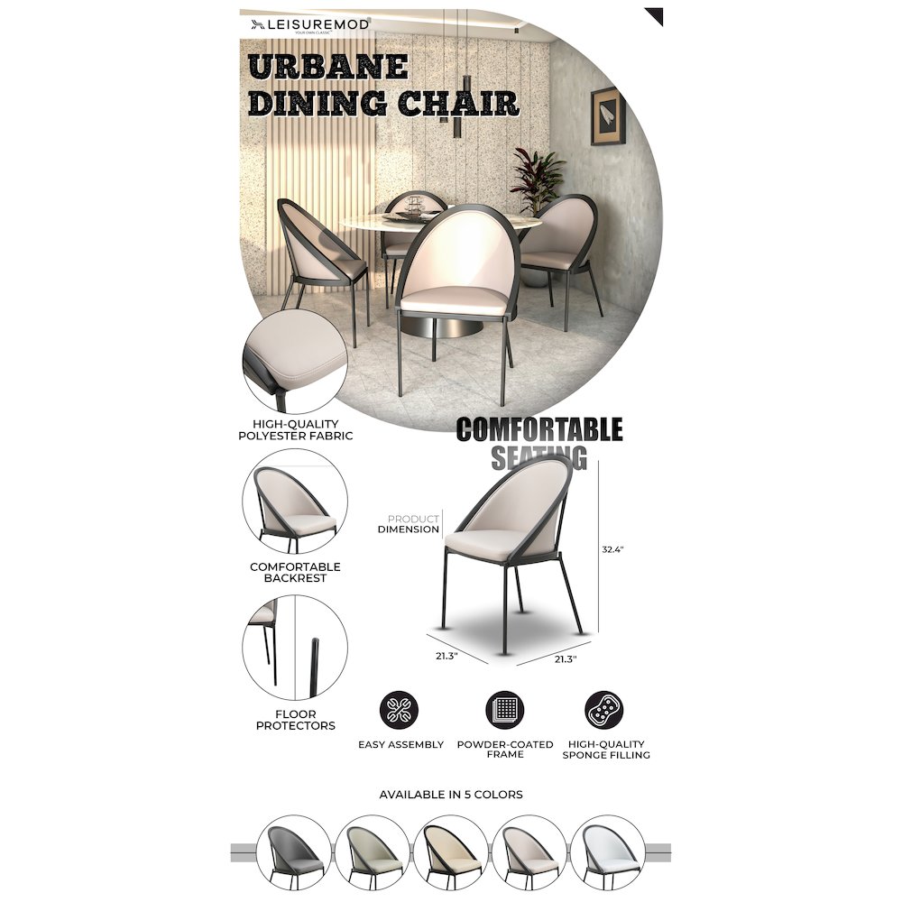Urbane Collection Modern Dining Chair in Light Grey