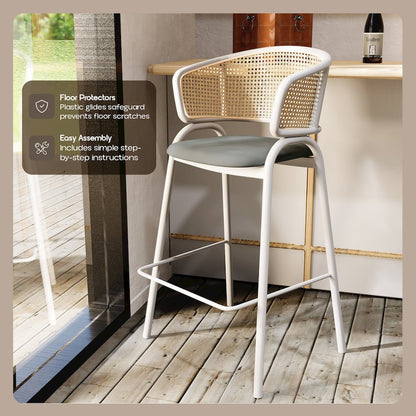 Ervilla Wicker Bar Stool Set of 2