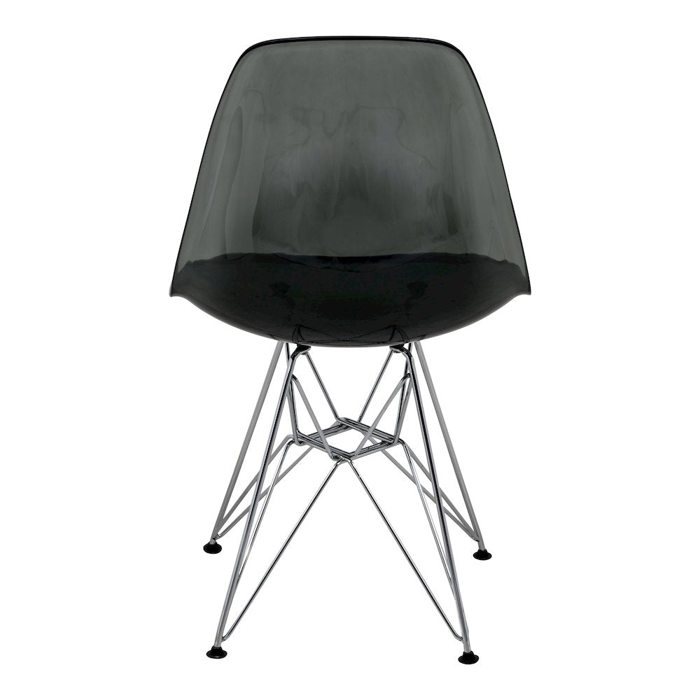 5-Piece Dining Set 35" Round Dining Table in Chrome - Transparent Black