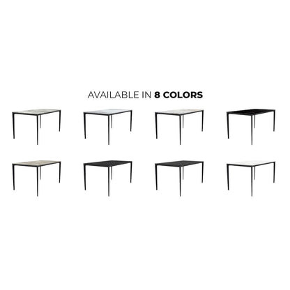 Avo Series Modern Dining Table Black Base, With 55 White/Gold Sintered Stone Top