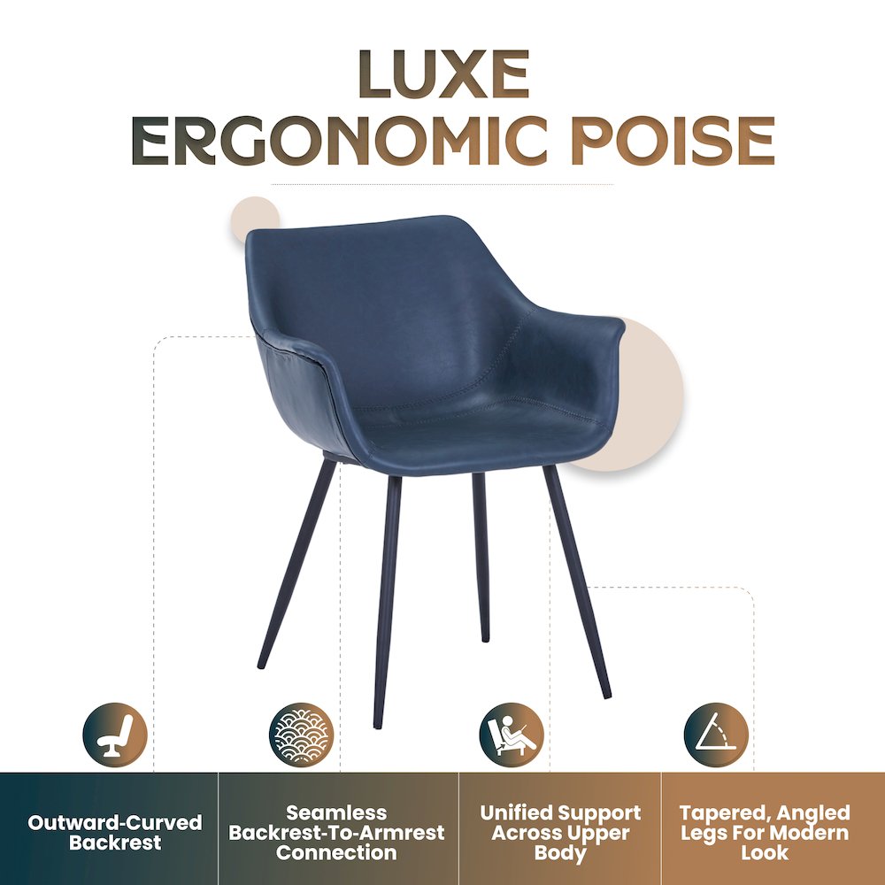 Markley Modern Leather Dining Arm Chair With Metal Legs