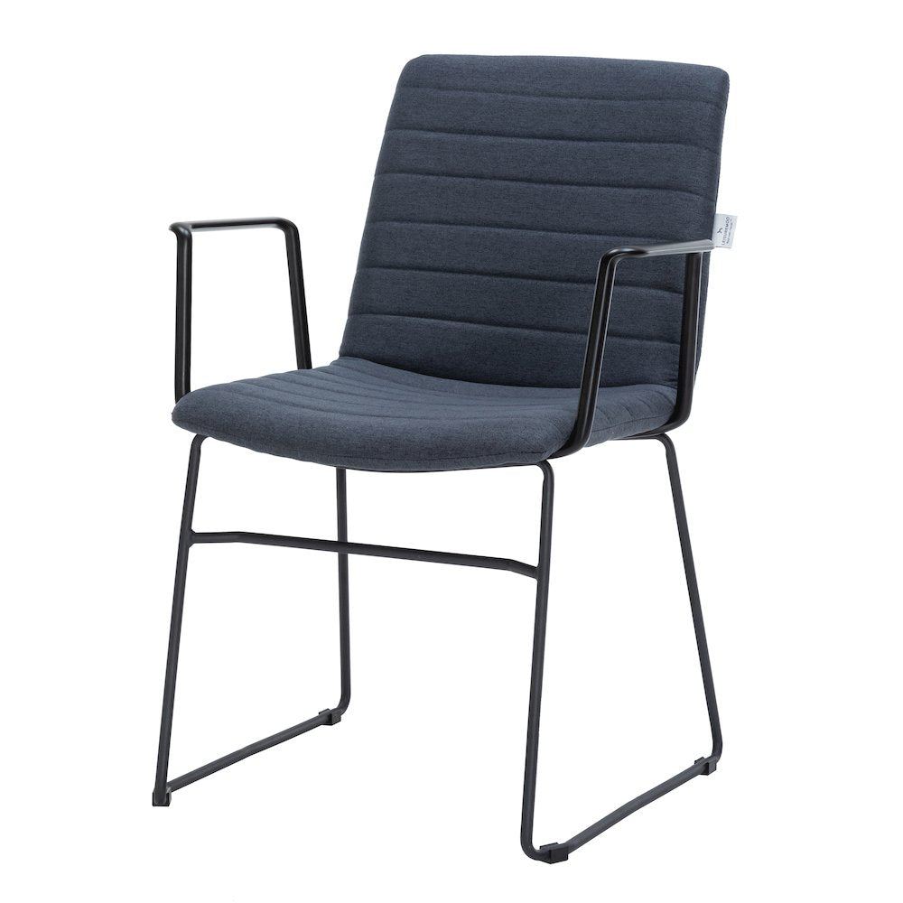 Zylar Series Office Guest Arm Chair in Dark Blue Fabric