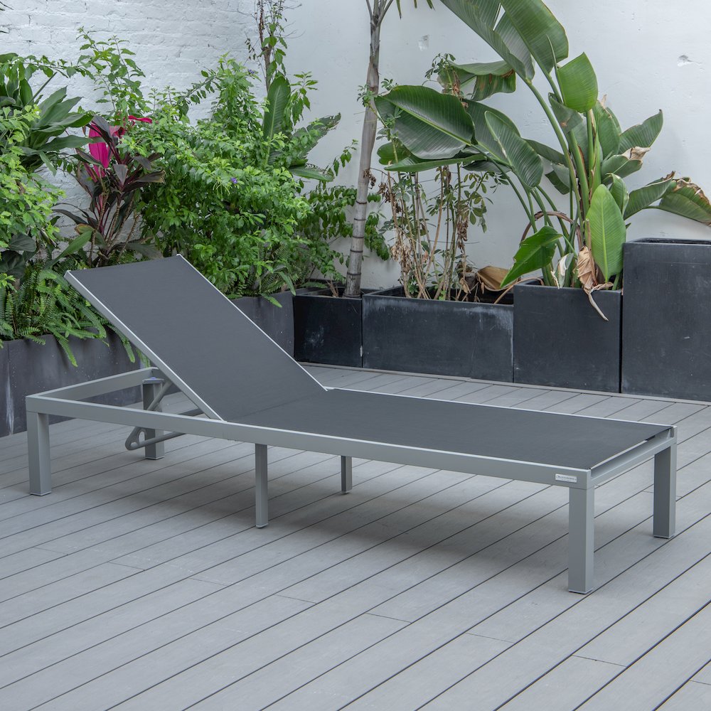 Marlin Patio Chaise Lounge Chair With Grey Aluminum Frame