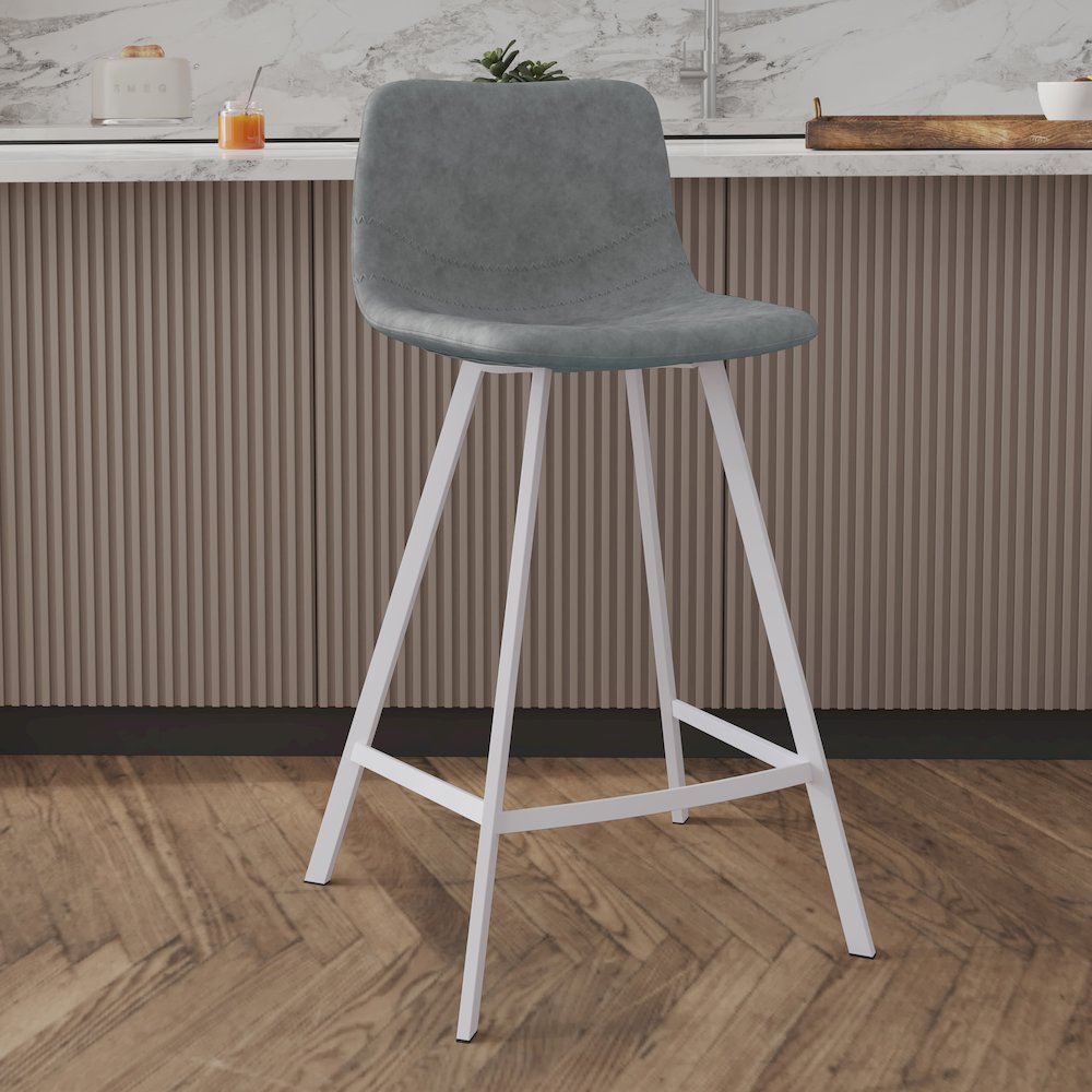 Elland - Counter stool -Light Grey- White base