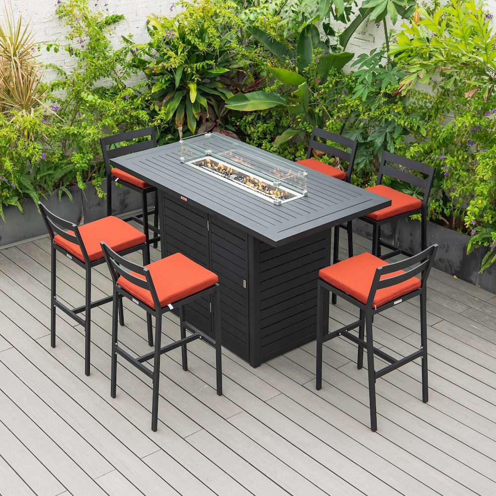 Chelsea Collection Modern Aluminum Outdoor Bar Chair Set of 2