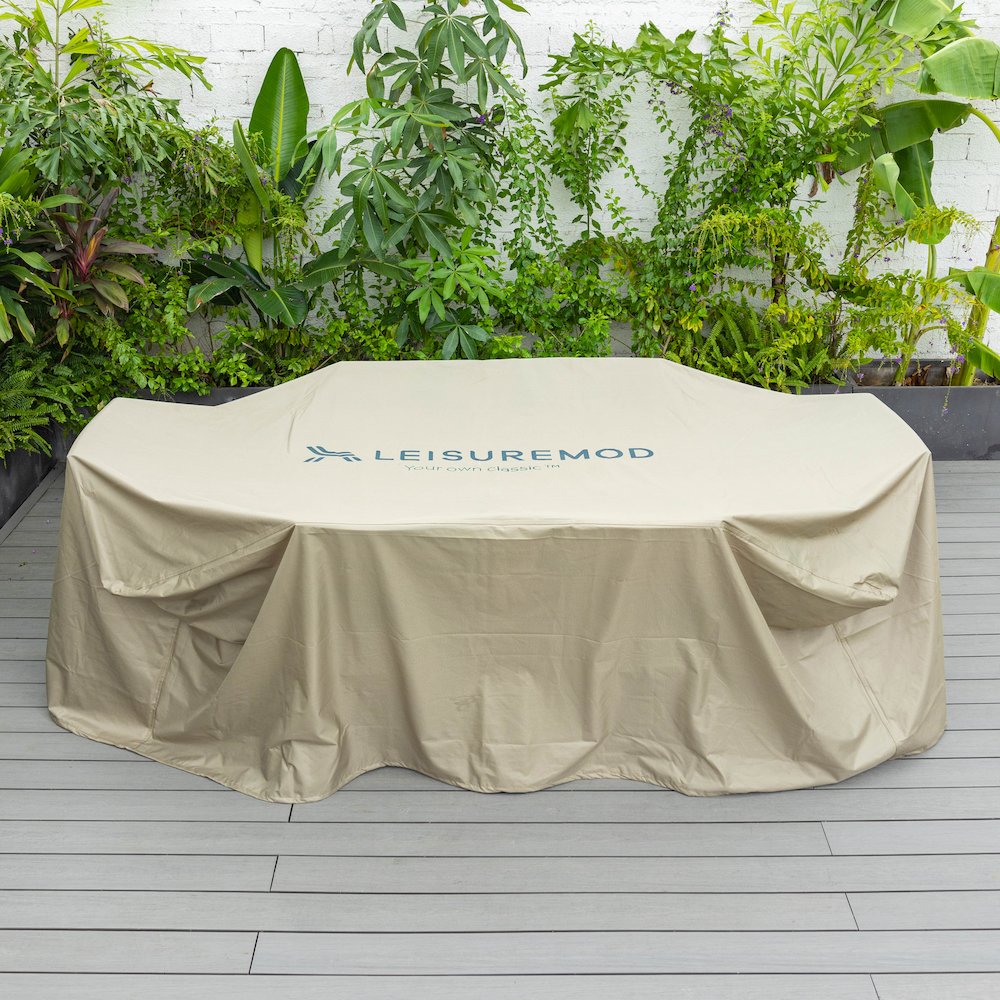 Mid-Century Modern Chelsea Rectangular Outdoor Rain Cover Dining Table in Brown