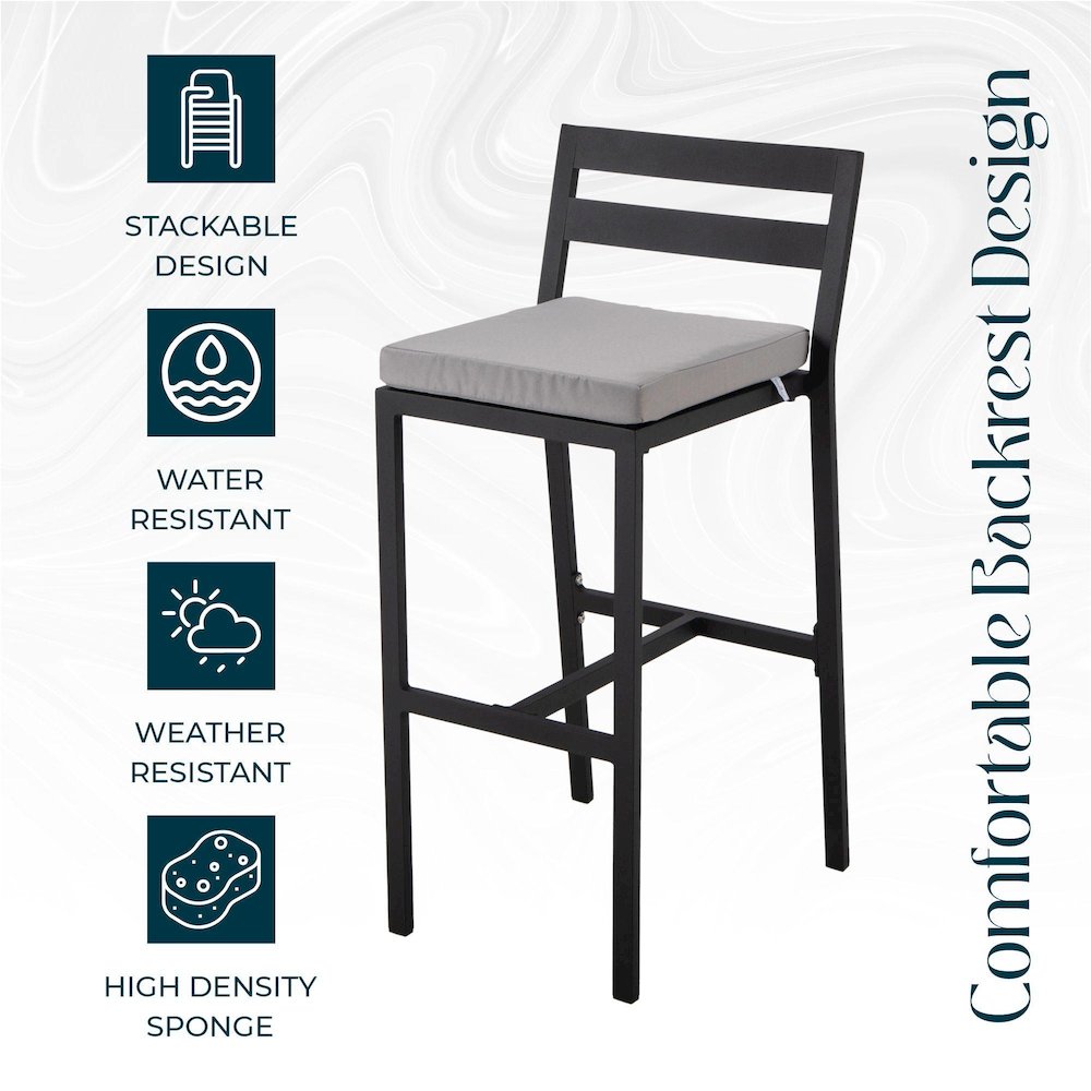 Chelsea Collection Modern Aluminum Outdoor Bar Chair Set of 2