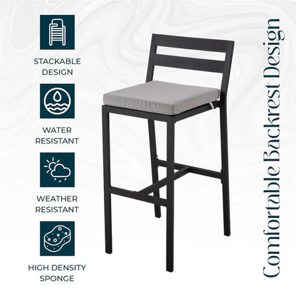 Chelsea Collection Modern Aluminum Outdoor Bar Chair Set of 2