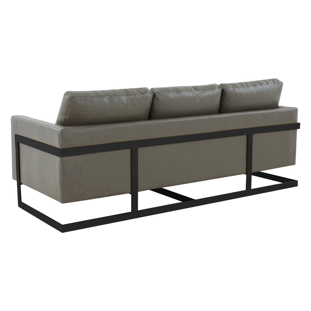Lincoln Grey Leather Sofa With Black Frame