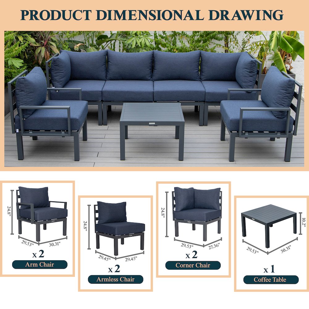 Chelsea 7-Piece Patio Sectional And Coffee Table