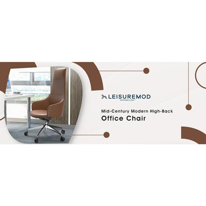 Celeste Series Tall Office Chair in Dark Brown Leather