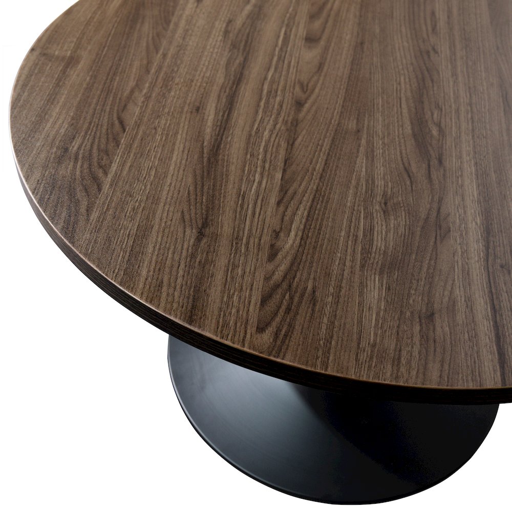 Verve Coffee Table Black base with 27" round Dark Brown Wood MDF top