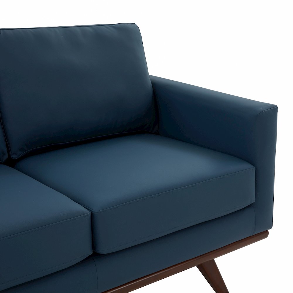Chester Modern Leather Loveseat With Birch Wood Base