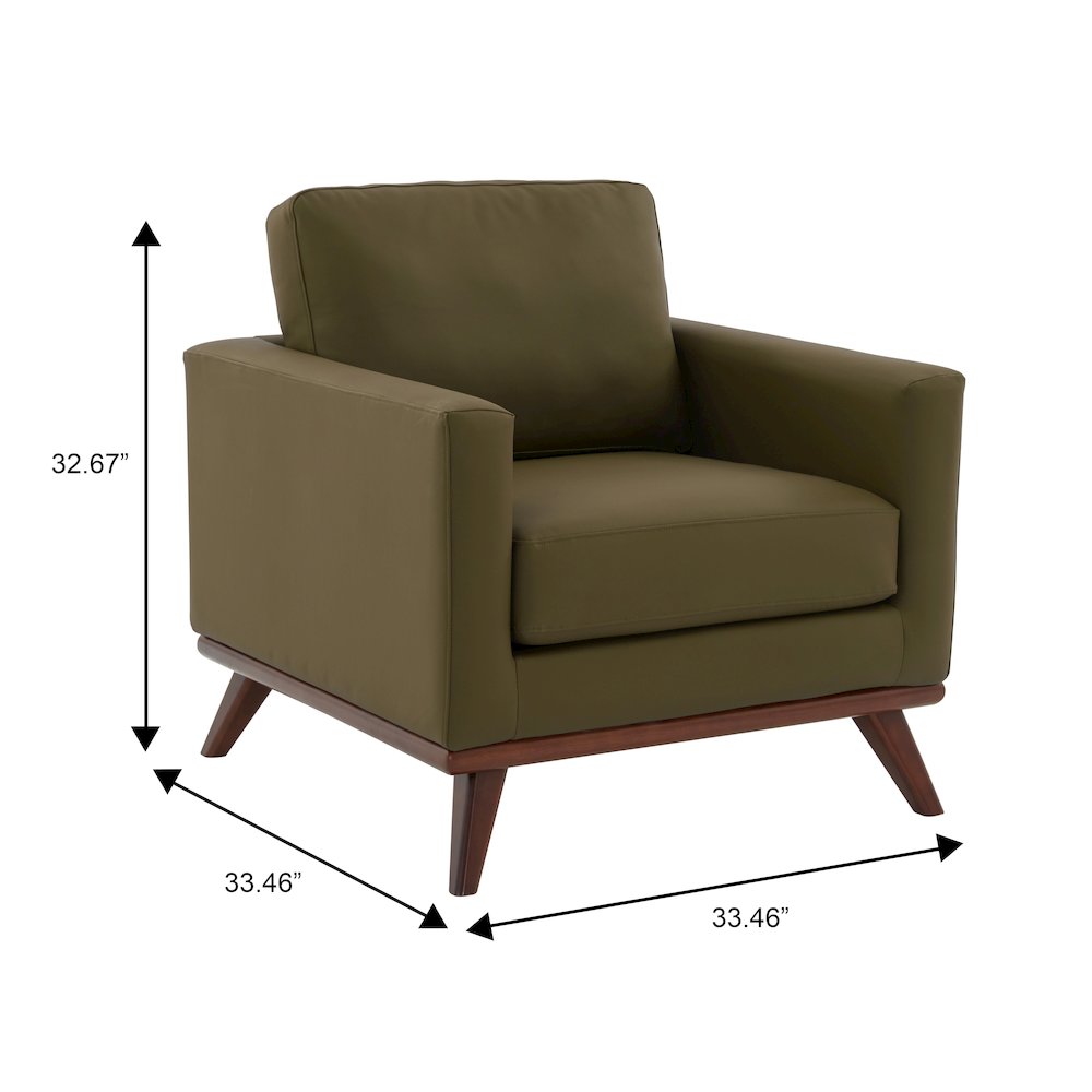 Chester Modern Faux Leather Accent Arm Chair in Green Leather