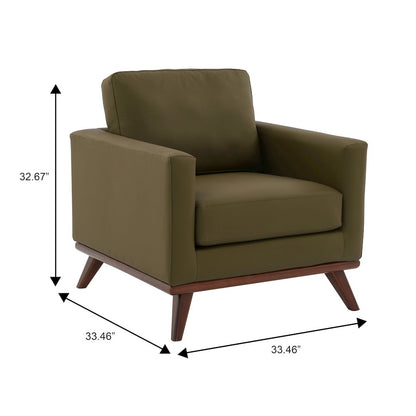 Chester Modern Faux Leather Accent Arm Chair in Green Leather