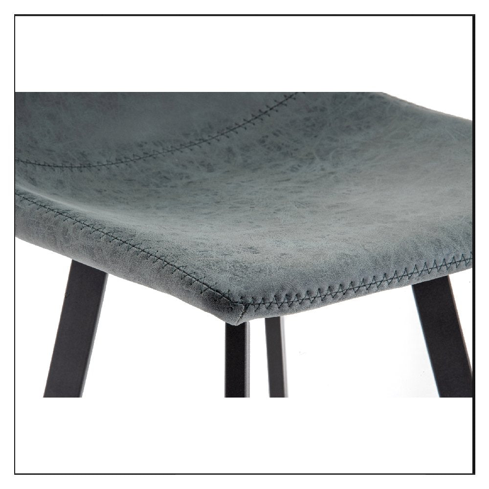 Elland Modern Upholstered Leather Bar Stool With Iron Legs & Footrest