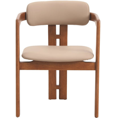 Velo Series Modern Dining Chair in Dark Natural Wood with Taupe Seat
