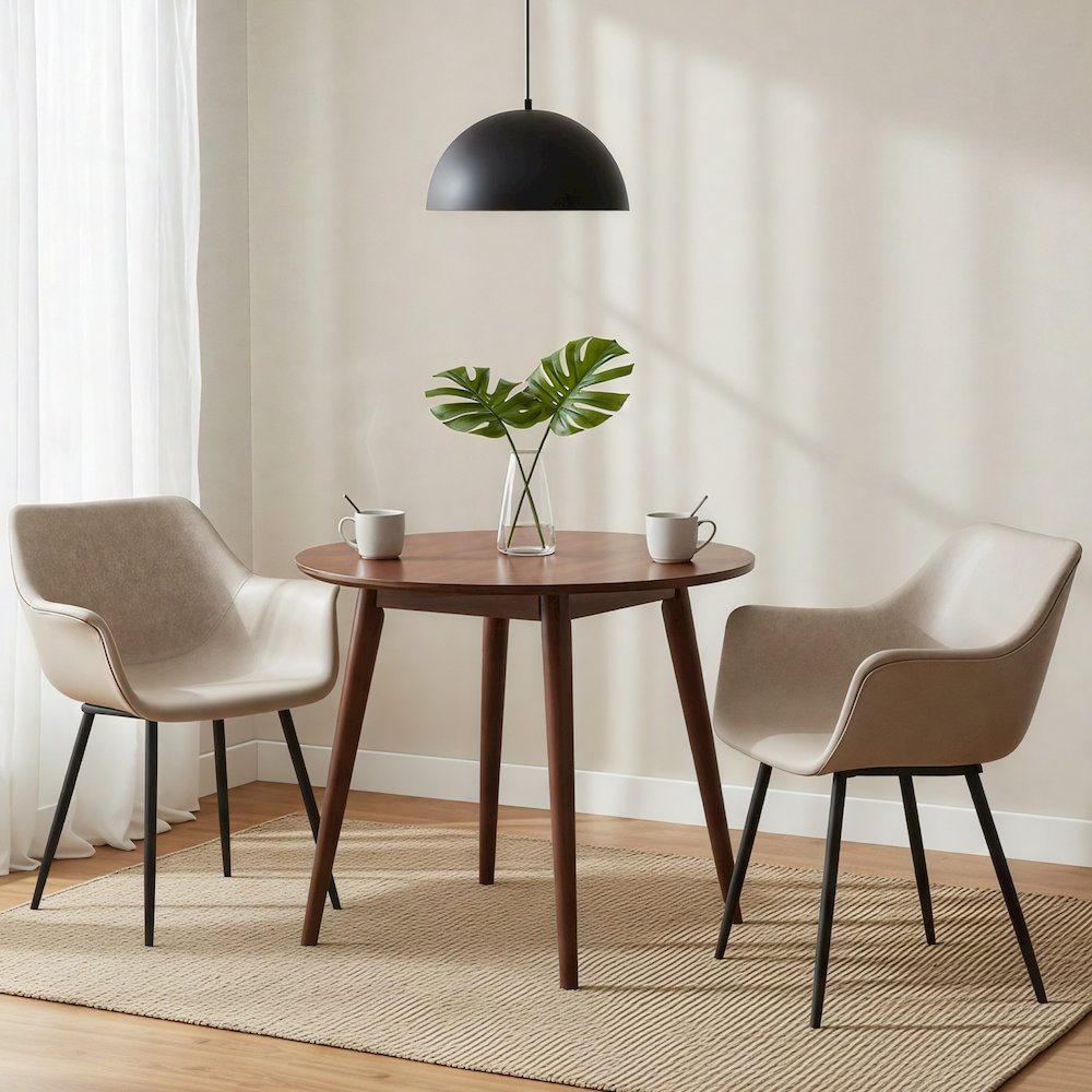 Markley Modern Leather Dining Arm Chair With Metal Legs