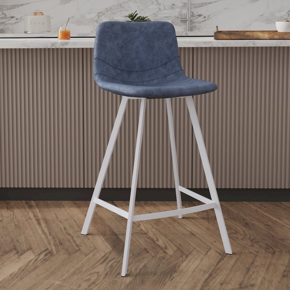 Elland - Counter stool - Peacock Blue - White Base