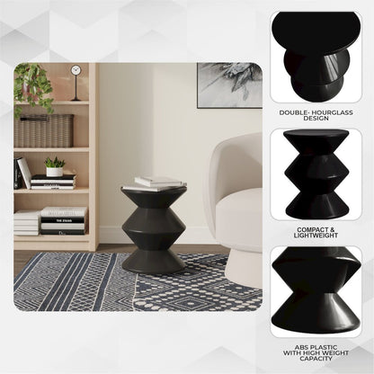 Aura Modern Plastic Side End Table, Indoor/Outdoor Use, Black