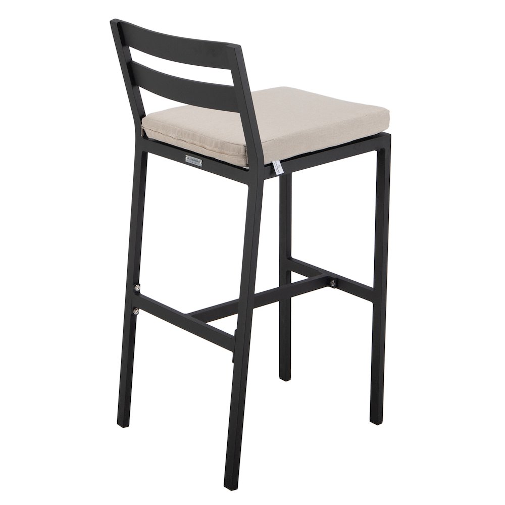 Chelsea Collection Modern Aluminum Outdoor Chair in black with Beige Cushions