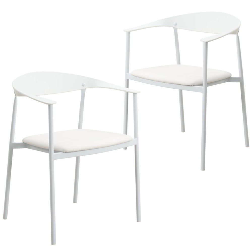 Kora Collection Modern Dining Chair in White - Set of 2