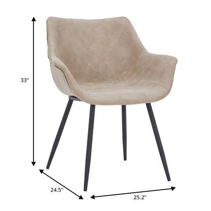 Markley Modern Leather Dining Arm Chair Set of 4 in Taupe