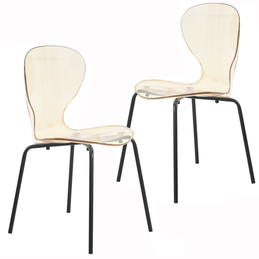 Modern Oyster Transparent Side Chair in Black Base
