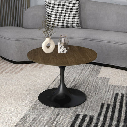 Verve Coffee Table Black base with 27" round Dark Brown Wood MDF top