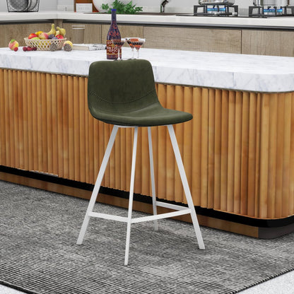 Elland - Counter stool - Olive Green- White Base