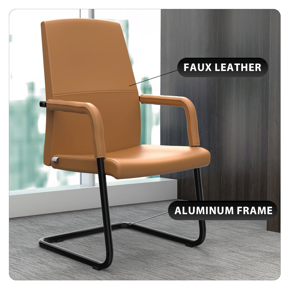Evander Office Guest Chair in Acorn Brown Leather