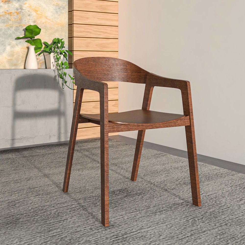 Rivo Collection Elegant Dining Chair in Dark Walnut Color Wood