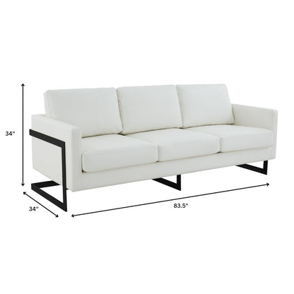Lincoln White Leather Sofa With Black Frame