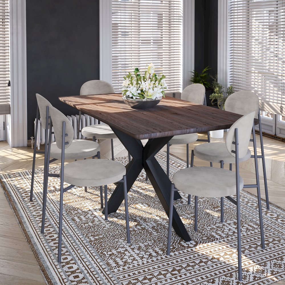 Euston Modern Velvet Dining Chair with Grey Steel Frame