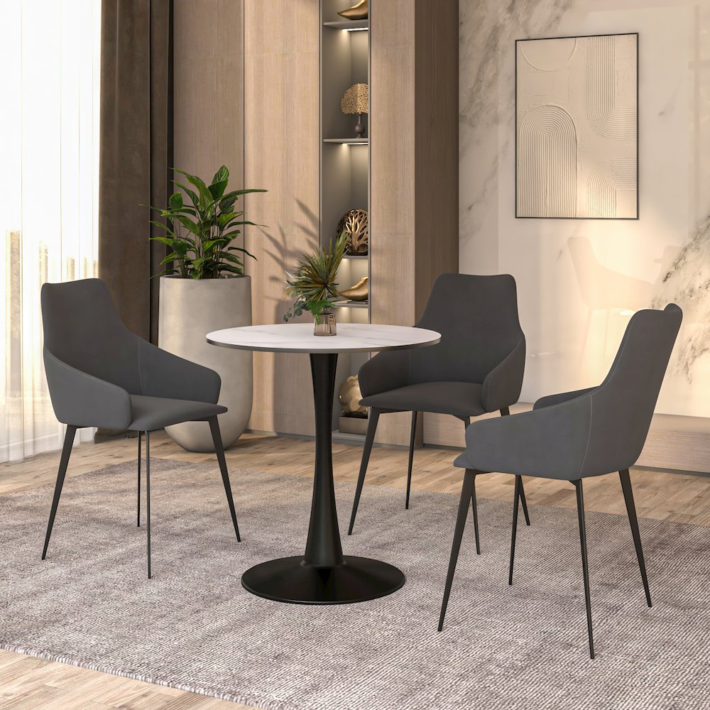 Leisyremod Bristol 27" Round Dining Table Black base with White top