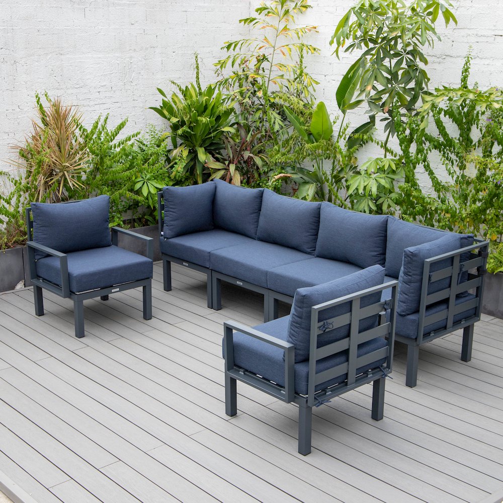 Chelsea 6-Piece Patio Sectional Black Aluminum With Cushions