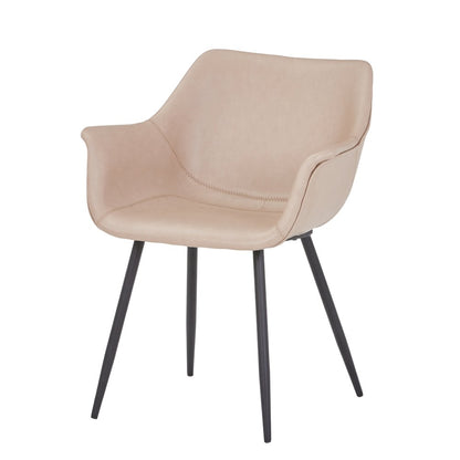Markley Modern Leather Dining Arm Chair in Taupe