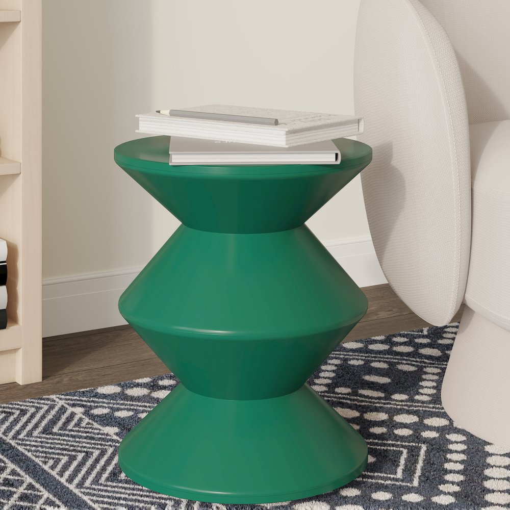 Aura Modern Plastic Side End Table, Indoor/Outdoor Use, Green