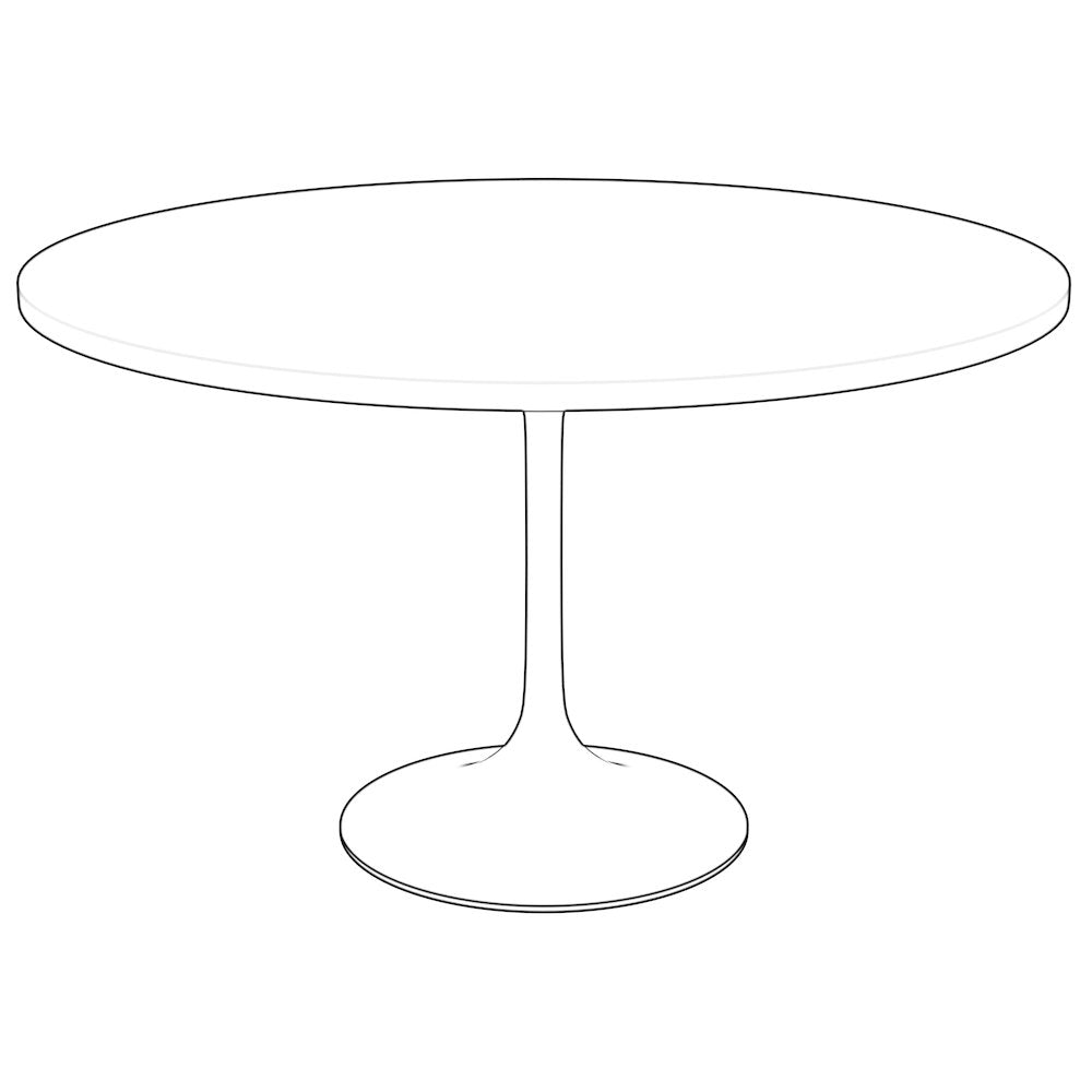 Verve Collection 48" Round Dining Table, Brushed Chrome Base with Black MDF Top