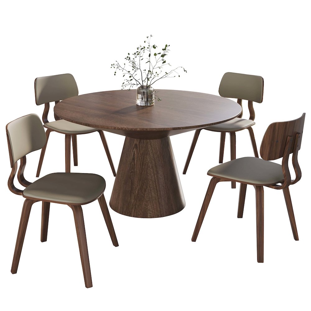 5-Piece Dining Set in Walnut/Light Brown